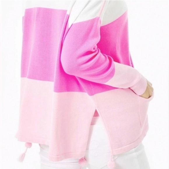 Lilly Pulitzer Westwood sweater, colorblock  pink and white stripe, size XS, EUC - Picture 6 of 9